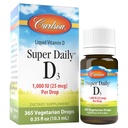 Carlson - Super Daily D3, Vitamiini D Drops, 1 000 IU (25 mikrog) per pudotus, 1-vuosi tarjonta, D3-vitamiini neste, sydän ja immuuni terveys, kasvissyöjä, nestemäinen D3-vitamiini Drops, makuamattomat, 365
