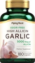 Piping Rock Odorless valkosipuli pillereitä korkea Allicin 180 Caplets Odor Free ...