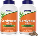 Now Foods Cordyceps 750mg 200 Veg Caps - Organic Cordycep Sinensis Mycelium Mushroom ei-orgaanisissa kapseleissa - Vegan, ei-GMO