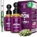 [2 pakkaus] Liquid Iron Supplement C-vitamiini 18 mg Iron & 50 mg C-vitamiinia anemia Tuki ... Veren Builder Drops naisille ja miehille... Nopea imeytyminen, tehostaa energiaa ja vastustuskykyä...