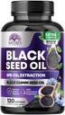 Musta siemenöljy kapselit 1000mg Thymokinonin kanssa - Pure Nigella Sativa ihon terveys ja immuuni tuki, 100% Mustasiemenöljy, hämmästyttävä uuttuminen yli kylmä painettu musta kumina siemen - 120 Softgels