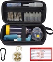 MGZNMTY Matkustaa Case Yhteensopiva Astma Inhalaattori Spacer aikuisille ja lapsille, Naamarit, Inhalaattori haltija astma hälytys tag ja Medical Card, Carabiner (vain tapauksessa) (musta)
