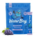 Waterboy Weekend Recovery 3,187mg Elektrolyyttijauhepakkaukset Inkivääri + L-Theanine + vitamiinit ... Ei sokeria, kaikki luonnolliset, Gluteeniton 24 Drink Stick Mixes (Grape)