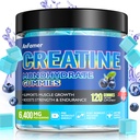 Kreatiini Monohydraatti Gummies miesten ja naisten, lisätä voimaa ja rakentaa lihasten, energia & Booty Gain, Prework täydennysosa, sokeriton, vegaaninen, purut Mustikka maku-120