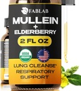FabLab Mullein Leaf Extract kanssa Elderberry 2 Fl Oz - Made in USA - Drops for Better Lung - Mullein Tincture for Lung Detox - Bronchial Cleanse for Smokers - Hengitysteiden kasviperäisten täydentää