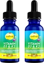 2 Pulloa Nestemäinen D3-vitamiini K2 Drops 5000 IU MCT-öljy - Vegaani nestemäinen D-vitamiini täydentää Boost Energy Levels, Mieliala ja immuunijärjestelmä, Ei makua, Ei Odor, Gluteeniton, ei-GMO, 2 Fl Oz
