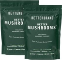 Betterbrand BetterMushrooms Nootrophic Gummies - Tukee parempaa Gut Health, Kognitiivinen toiminto, Mental Clarity kanssa 10 Toiminnallisia sieniä - 60 Gummies - Vadelma maku - Pakkaus 2