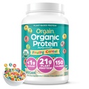 Orgain Organic Vegan Protein Powder, Fruity Cereals - 21g Plant Based Protein, 8g Prebiotic Fiber, Low Net Carb, Ei laktoosia Ainesosat, Ei lisättyä sokeria, ei GMO, Shakes & Smoothies, 2.03 lb