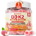 D3-vitamiinia K2 Gummies 5000IU / 10 000 IU, jossa 500 mg kalsiumia + K2(MK-7) 200 mikrog, magnesiumia, C-vitamiinia ja sinkkiä, ekstravahvuutta - lopullinen absorbentti luille, lihaksille, hampaille, vegaanille, 60 mikrog (pakkaus 1)