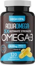 5X Lopullinen vahvuus Omega 3 Fish Oil Lisäravinteet, Wild Caught Fish Oil Omega 3 Lisäravinteet korkea EPA, DHA ja D-vitamiini, Fishoil Omega3 täydentää naisten ja miesten, 120 Softgels, makuamaton