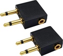 Dual 3,5mm (1/8") Mies 3,5mm Nainen AUX Audio Jack-sovitin muunnin käyttää kuuloke lentokoneessa Lentolennolla (2 pakkaus)
