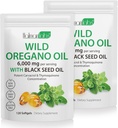 2 Oil of Oregano Softgels, 120 Count 2 in 1 6000mg Oil of Oregano with Black Seed Oil 200mg, Plant Based, Organic Oil Supplement Kapselit, ei-GMO & Immuuni Tuki
