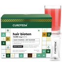 Cureveda Curveda Grow Plant Based Biotin 10000 Mcg Powder Supplement for Unisex, Edut Terve kalpea ja hiusten kasvua, ei lisätty sokeria, luonnollinen granaattiomena maku 150 g (pakkaus 1) Kasvaa-1