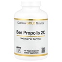 California Gold Nutrition Bee Propolis 2X Potency, concentrate Extract 500 mg, vastaa 1000 mg Natural Propolis, Tuki Immuno Health & Vitality*, 240 Veggie Kapselit