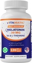 Vitamatic melatoniini 30 mg - yhdessä B6 & L-Theaniinin kanssa - 120 nopeasti liuotettavaa tablettia, joissa on luonnollinen Berry Flavor (2 tablettiannos = melatoniini 60 mg) (120 laatikko 1)