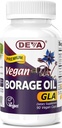 Deva Vegan vitamiineja, Borage Oil 500mg, Rich lähde Omega-6 rasvahappoa GLA (Gamma linoleenihappo), kylmäpaineinen & jalostamaton, 90 tablettia, 1-pakkaus