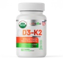 LIVEGOOD Organic D3 K2 Supplement 2000 IU, Vegaanikapselit MK-7, puhdas D3-vitamiini, K2 Immuuni, ja luu tuki valmistettu Yhdysvalloissa Organic D3 K2 Formula (60 kreivi)