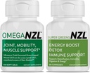 Omega-3 Natural Joint Relief Supplement Natural Muscle Support, Green-Liped Mussel Oil Joint Support, Ei Fishy Aftertaste, 60 Softgels Plus yksi pullo Super Greens 30 kapselia