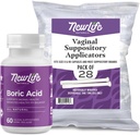 NewLife Naturals Boric Acid Vaginal Suppositories 600mg (60 pakkaus) 28 Applicators - pH Balance, Feminine Health ja Intimate Wellness - Valmistettu Yhdysvalloissa