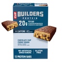 CLIF Builders + kofeiini proteiinipatukat - suklaa Chip Cookie Dough Flavor - 20g Kasvipohjainen proteiini - gluteeniton - ei-GMO - alhainen Glycemic - Ei keinotekoisia makeuttajia - 2.4 oz. (12 pakkaus)