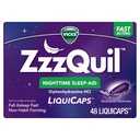 ZzzQuil, Nighttime Sleep Aid LiquiCaps, 25 mg Difenhydramiini HCl, nro.1 Unilääkemerkki, ei-luontotyyppimuoto, Putoaminen Nuku nopeasti, 48