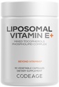 Codeage Liposomal E-vitamiinia täydentää - kaikki E-vitamiinia tokoferolit - 3-kuukautinen tarjonta - Alfa tokoferolit, Beta, Gamma, ja Delta - liposomaalinen sekoitettu tokoferolit - ei-GMO Phospholipid - 90 kapselia