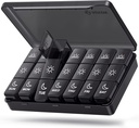 AUVON Weekly Pill Organizer 3 Kertaa päivässä, Suuri pilleri laatikko 7 Päivä Dual Protection for Travel, Musta pilleri tapauksessa yksityisyyden suojaa, Valonkestävä pilleri säiliö lääkkeitä, Vitamiinit, kalaöljyjä