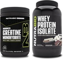 NutraBio Creatiini Monohydraatti, Mautonta, 300g ja Whey Protein Isolate, Ice Cream Cookie Dream, täydennysosa Bundle - Lihasenergia, Lean lihasten kasvu, elpyminen, ja vahvuus