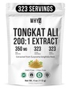 WHYZ Tongkat Ali Powder 113g, Pure Longjack 200:1 Extract Eurycoma Longifolia Supplement Powder for Increase Physical Performance and Well-Being, Longjack Tongkat Ali for Miehet ja naiset, 323 tarjoilua