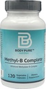 Body Pure Methyl- B Complete - Essential Methylated B Vitamiins for Energy Production and Overall Health 120-Capsules