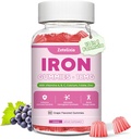 Vegan Iron Supplement Gummies for Women & Men, Anemia, Veren Builder & Energy Tuki rautapuute, kanssa C-vitamiini, A, B Complex, Folaatti, Beet Root, CoQ10, Sinkki, sokeriton, 60 kreivi