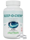 Maxi Health Sleep-O-Chew Strawberry Pureskeltavat tabletit magnesiumia, Inositolia, L-Tryptofaania, 3 mg melatoniinia unitukeen - Non Habit Forming Sleep Aid aikuisille, Kosher Sleep Supplement, 60 Count