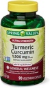 Spring Health 2 Set - Spring Valley Ultra-vahva kurkuma Curcumin 1500 mg 90 kapselia + vitamiini opas, 1.0