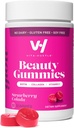 VitaHustle Beauty Gummies, 2500 mikrog Biotin, 100 mg kollageeni, C-vitamiini, B-komplex, vahvat hiukset, ihon kynnet, alhainen sokeri, ei GMO, mansikka Colada, 50 kreivi