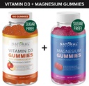 Sokeriton D3-vitamiini K2 -lasit (180 gummia) ja sokeriton ekstravahvuus Magnesiumtikut (60 gummia), D3-vitamiinit 5000 IU+K2 MK7 80 mikrog, magnesiumsitraatit 500 mg
