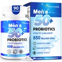 Probiootit miehille, Advanced 50+ Mens Probiootti, Comprehensive Gut & Energy Support 850 miljardia PMY, 1800mg Prebiootit kuitu . Räätälöity hyvinvointi miesten probiootit suoliston terveyteen yli 50, 90 Kapseli