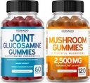 Glukosamiini Chondroitin (60 Count) Joint lisäravinteet miesten & naisten - herkullinen vadelma maku ja sieni 10 in 1 Blend (120 Gummies) Focus & aivojen sieni täydentää - Vegan & USA Made