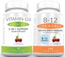Mauricettes Pureskeltava D3-vitamiini K2 & pureskeltava B12 1000 mikrog energia ja immuuni tuki Bundle