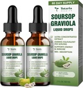 (2 pakkausta) Pure Soursop Graviola Liquid Drop Support Ruoansulatuselimistön terveys, uni & Antioksidantti - Guanabana Oil Organic Leaf Exact Soursop Bitters Liquid Drops, Natural Flavor, non-GMO, Vegan, 4 Fl Oz