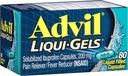 Advil Liqui-Gels Pain Reliever and Fever Reducer, Pain Medicine for Adults with Ibuprofeeni 200mg for päänsärky, selkäkipu, kuukautiskipu ja nivelkipujen lievittäminen - 80 nestetä täytetty kapselit