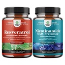 Bundle of Youthful Trans Resveratrol Supplement with AMPK Activator for Cellular Health & Vitality and Vitamiini B3 Niacinamide Mitokondrioenergia & Potent Skin - Niacin Flush Free Nikotinamidi 500 mg