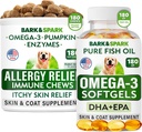 Allergy Relief + Omega 3 Bundle - Anti-Itch Skin & Coat Supplement + Skin Allergia - Omega 3 Fish Oil + EPA & DHA rasvahapot - kutina&Paw nuoleminen + Joint Health - 180 Chews + 180 Softgels - Made in USA