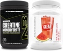 NutraBio Creatiini Monohydraatti, makuamaton, (300 g) ja Clear Whey Protein Isolate, (Watermelon Breeze) täydennysosa Bundle 