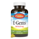 Carlson - E- Gems, 100 IU, Heart Health & Optimaalinen hyvinvointi, antioksidantti, 250 pehmeää geeliä