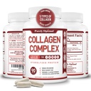 Puhtaasti Optimal Premium Multi Collagen Peptides -kapselit (tyypit I, II, III, V, X) - Hiukset, iho ja kynnet, digestiivinen ja yhteinen terveyslisä, hydrolysoidut kollageenilääkkeet (90 kapselia)