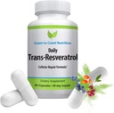 Trans-Resveratrol täydennysosa - Orgaaniset kapselit Vegaani täydentää naisille ja miehille, luonnollinen antioksidantti, polyfenolit täydentää, anti ikääntyminen - 60 kapselia, 600 mg, 30 päivän tarjonta