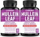 (2 pakkausta) Mullein Leaf kapselit 6850mg - Mullein Leaf, Cordyceps, Reishi - 4 kuukautta toimitus