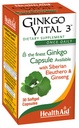 HealthAid Ginkgo Vital 3 ... kerran päivässä Softgel Ginkgo Biloban, Siperian Eleutheron ja Korean Ginsengin kanssa...