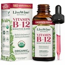 LiveWise Naturals B12 vitamiineja, jotka eivät sisällä GMO:eja, orgaanista bioaktiivista sekoitusta energialle, selkeydelle, tarkennukselle ja helpolle imeytymiselle, adenosyylicobalamiinin ja metyylikobalamiinin lisäravinteet, vegaanit, gluteeniton, maitotuotteeton