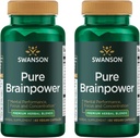 Swanson Pure Brainpower Brain Health Cognitive Memory Focus Support Brain-Derved Neurotrophic Factor (BDNF) Herbal Supplement (Ginkgo Biloba, Bacopa Monnieri) 60 Kasviskapselit (Vegin Caps) (2 pakkaus)
